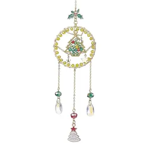 Glass Beads Wire Wrapped Brass Christmas Tree Pendant Decoration