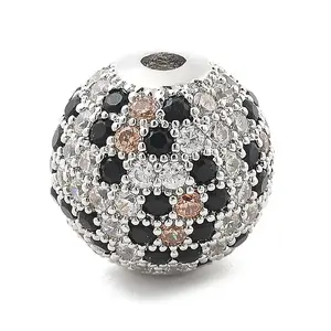 Brass Micro Pave Cubic Zirconia Beads