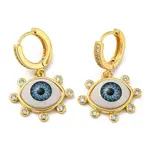 Eye Golden Brass Dangle Hoop Earrings