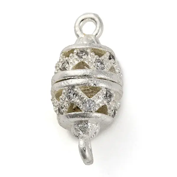 Brass Micro Pave Clear Cubic Zirconia Hollow Oval Connector Charms