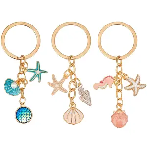 3Pcs 3 Styles Alloy Enamel Keychains