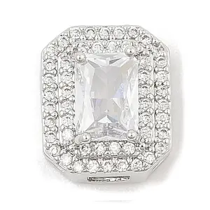 Brass Micro Pave Cubic Zirconia Slide Charms
