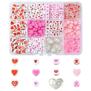 385Pcs Valentine's Day Theme Opaque/Transparent Acrylic Beads