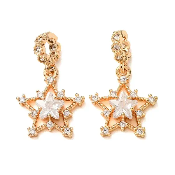 Brass Pave Clear Cubic Zirconia European Dangle Charms