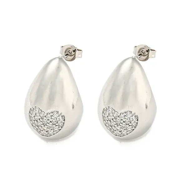 Brass with Cubic Zirconia Stud Earrings