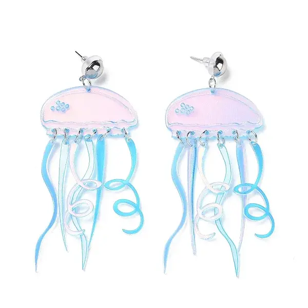 Acrylic Jellyfish Dangle Stud Earrings