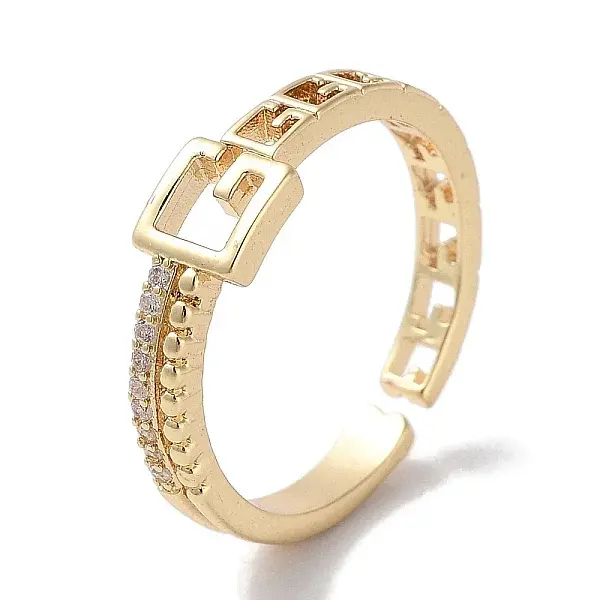 Brass Micro Pave Cubic Zirconia Cuff Rings