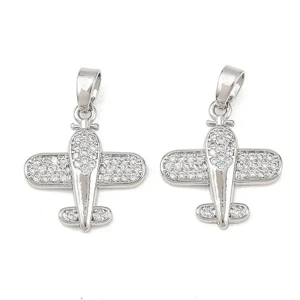Brass Micro Pave Clear Cubic Zirconia Pendants