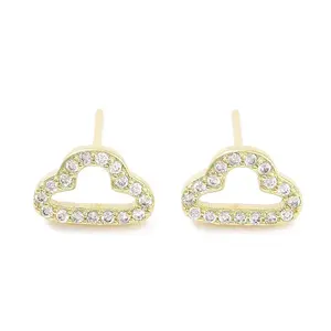 Brass Micro Pave Clear Cubic Zirconia Studs Earring