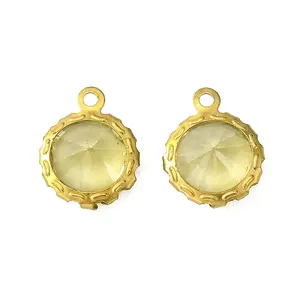 Brass Resin Rhinestone Pendants