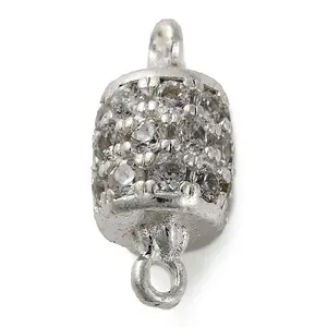 Brass Micro Pave Clear Cubic Zirconia Hollow Column Connector Charms