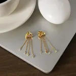 304 Stainless Steel Micro Pave Cubic Zirconia Dangle Stud Earrings for Women