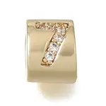 Brass Micro Pave Clear Cubic Zirconia Beads