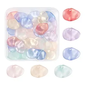 40Pcs Transparent Spray Painted Glass Pendants