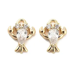 Brass Micro Pave Clear Cubic Zirconia Charms