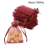 100Pcs Rectangle Organza Gift Drawstring Bags