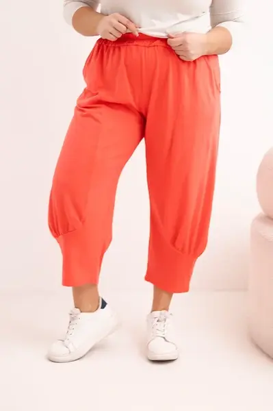 Kesi Plus Size kalhoty s nízkým sedem, korálové