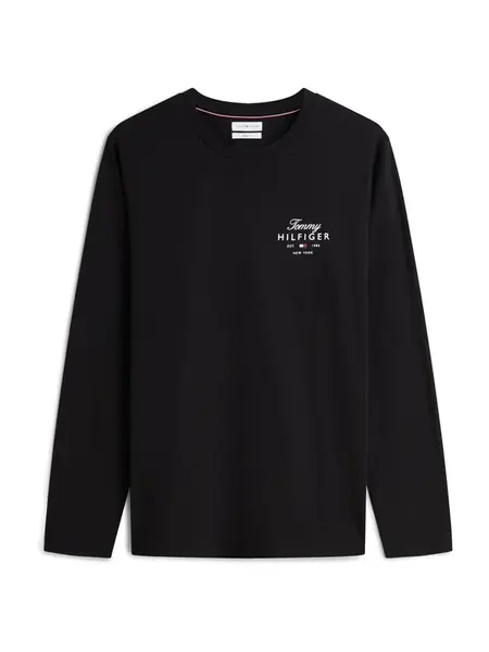 TOMMY HILFIGER Tričko 'Logo Long Sleeve'  čierna / biela