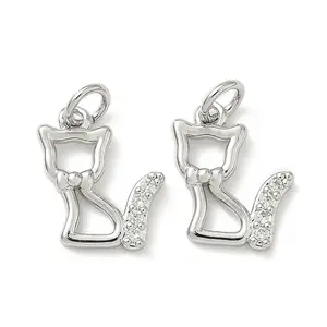 Brass Micro Pave Clear Cubic Zirconia Pendants