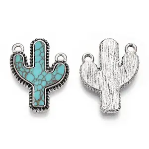 Alloy Pendants with Synthetic Turquoise