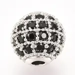 Brass Micro Pave Cubic Zirconia Beads