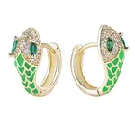 Cubic Zirconia Snake Hoop Earrings with Enamel