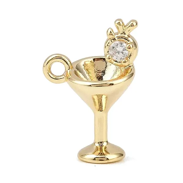 Brass Micro Pave Clear Cubic Zirconia Charms