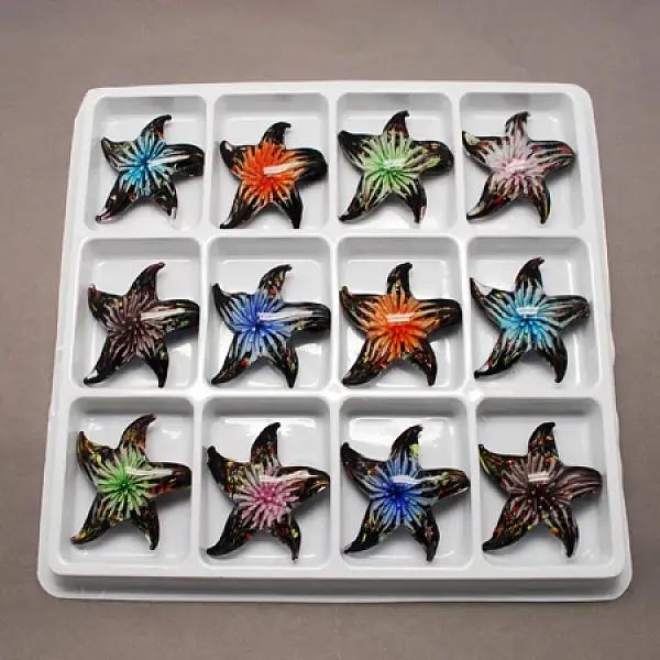 Handmade Gold Sand Lampwork Pendants