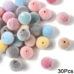 30Pcs Flocky Opaque Acrylic Beads