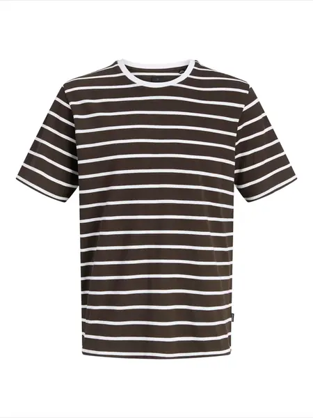 Jack & Jones Plus Tričko 'JPRBLANOLAN'  tmavohnedá / biela