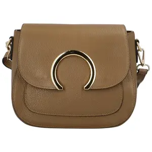 Dámská kožená crossbody kabelka khaki - Delami Pretty