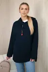 Tunika se zipem na kapuci Oversize tmavě modrá