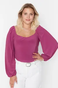 Trendyol Curve Plus Size Halenka - Růžová - Regular fit