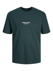 JACK & JONES Tričko 'JORVesterbro'  jedľová / biela