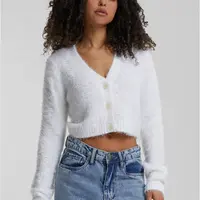 Women's cropped sweater Feather white