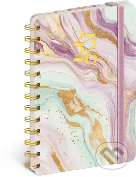NOTIQUE Spirálový 18měsíční diář Petito – Růžový mramor 2025/2026