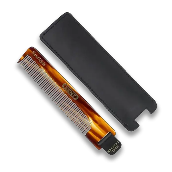 Ručne vyrobený 112 mm hrebeň s koženým puzdrom Kent