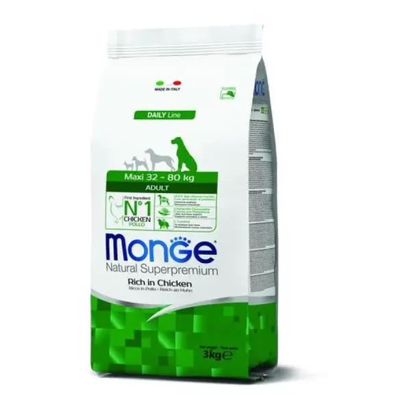 MONGE Natural Superpremium Maxi Adult 3kg krmivo s kuracím pre dospelých psov veľkých plemien