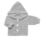 Pletený svetrík s kapucňou a gombíkmi Made with Love, šedý