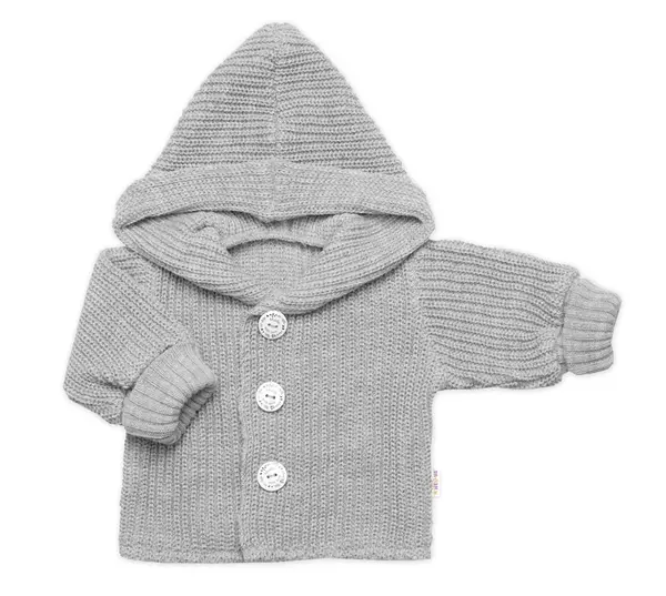 Pletený svetrík s kapucňou a gombíkmi Made with Love, šedý