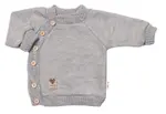 Detský pletený svetrík s gombíkmi, zap. bokom, Handmade Baby Nellys, sivý