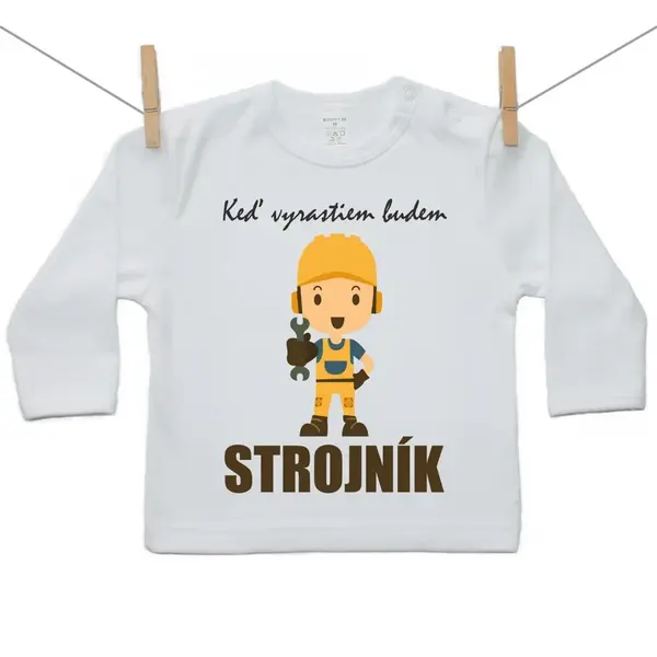 Boodyy Tričko s dlhým rukávom Keď vyrastiem budem strojník 98 (2-3 roky)