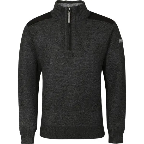 PROGRESS LOFOTEN Pánský svetr s krátkým zipem, černá, velikost