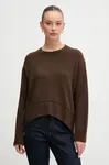 Svetr s příměsí vlny United Colors of Benetton hnědá barva, 1244D10BC