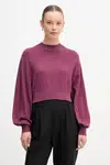 Svetr s příměsí vlny United Colors of Benetton fialová barva, s pologolfem, 1Y6SD2041