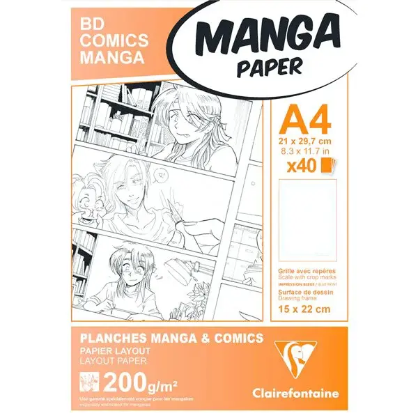 Blok Clairefontaine Manga BD Comic squares - A4, 40 listů, 200 g