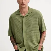 Bavlněná košile Vans pánská, zelená barva, relaxed, VN000KUYZBF1