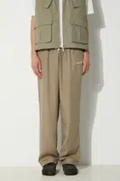 Kalhoty MKI MIYUKI ZOKU Tencel Trousers pánské, zelená barva, jednoduché, TENCEL.TROUSERS
