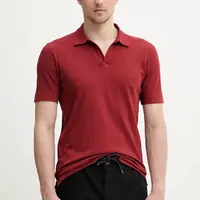 Polo tričko s lněnou směsí Marc O'Polo vínová barva, 523209153026