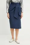 Sukně Weekend Max Mara tmavomodrá barva, midi, 2515101042600